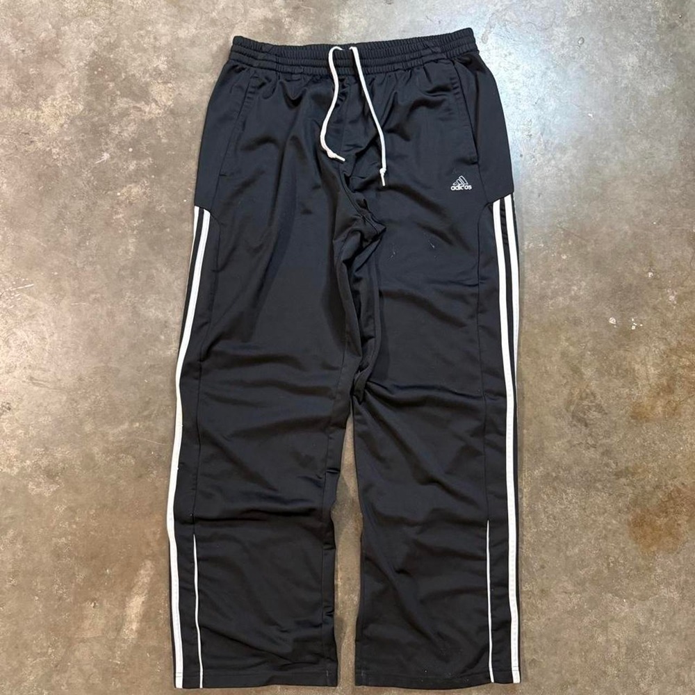 Vintage Adidas Baggy Track Pants Black Y2K 3-Stripe Loose Fit Mens Size L